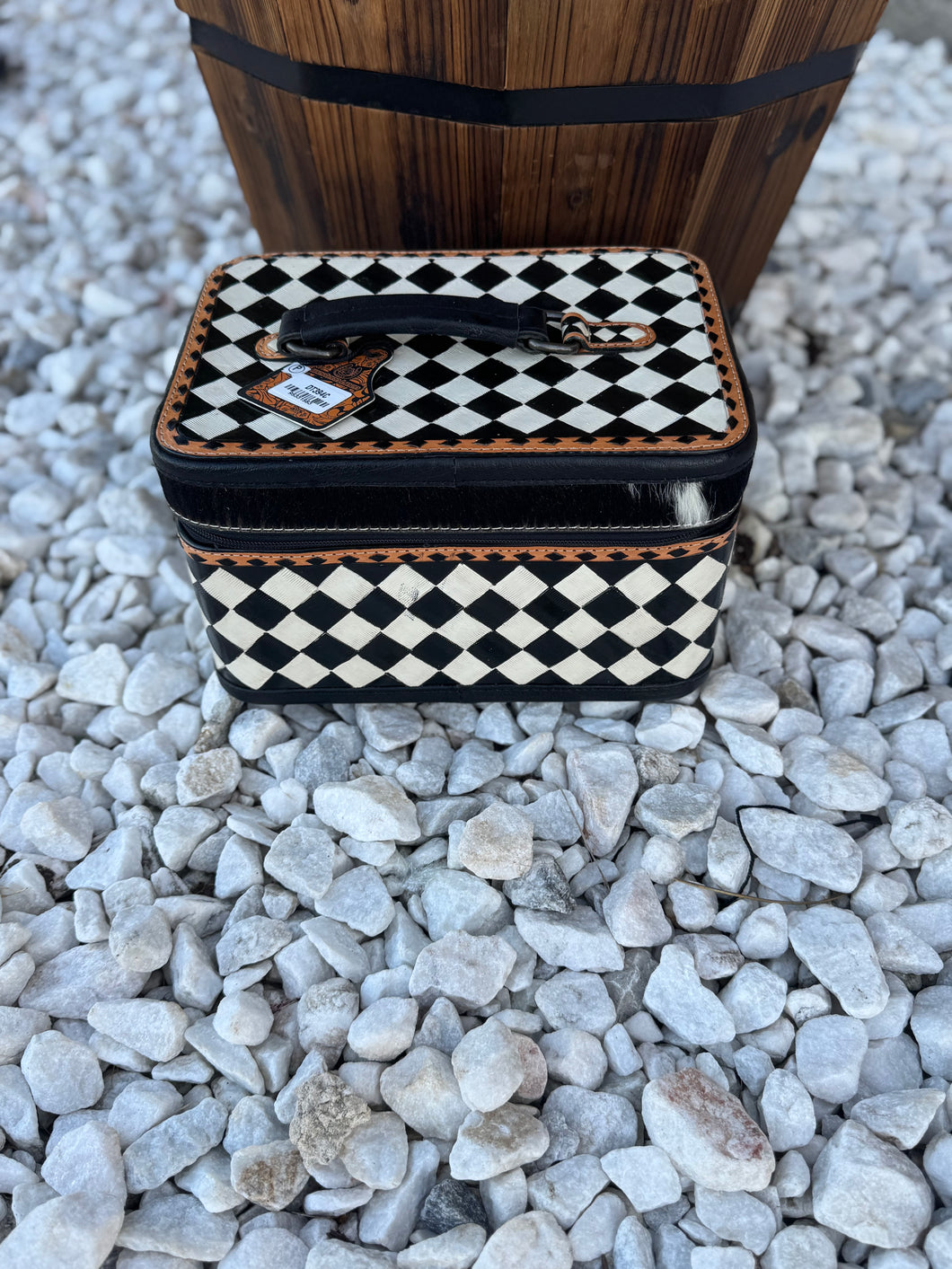 Cowhide leather tooled jewelry box