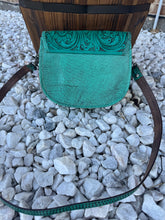 Load image into Gallery viewer, Turquoise Tooled leather crossbody
