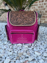 Load image into Gallery viewer, Tooled Cowhide backpack/diaper bag
