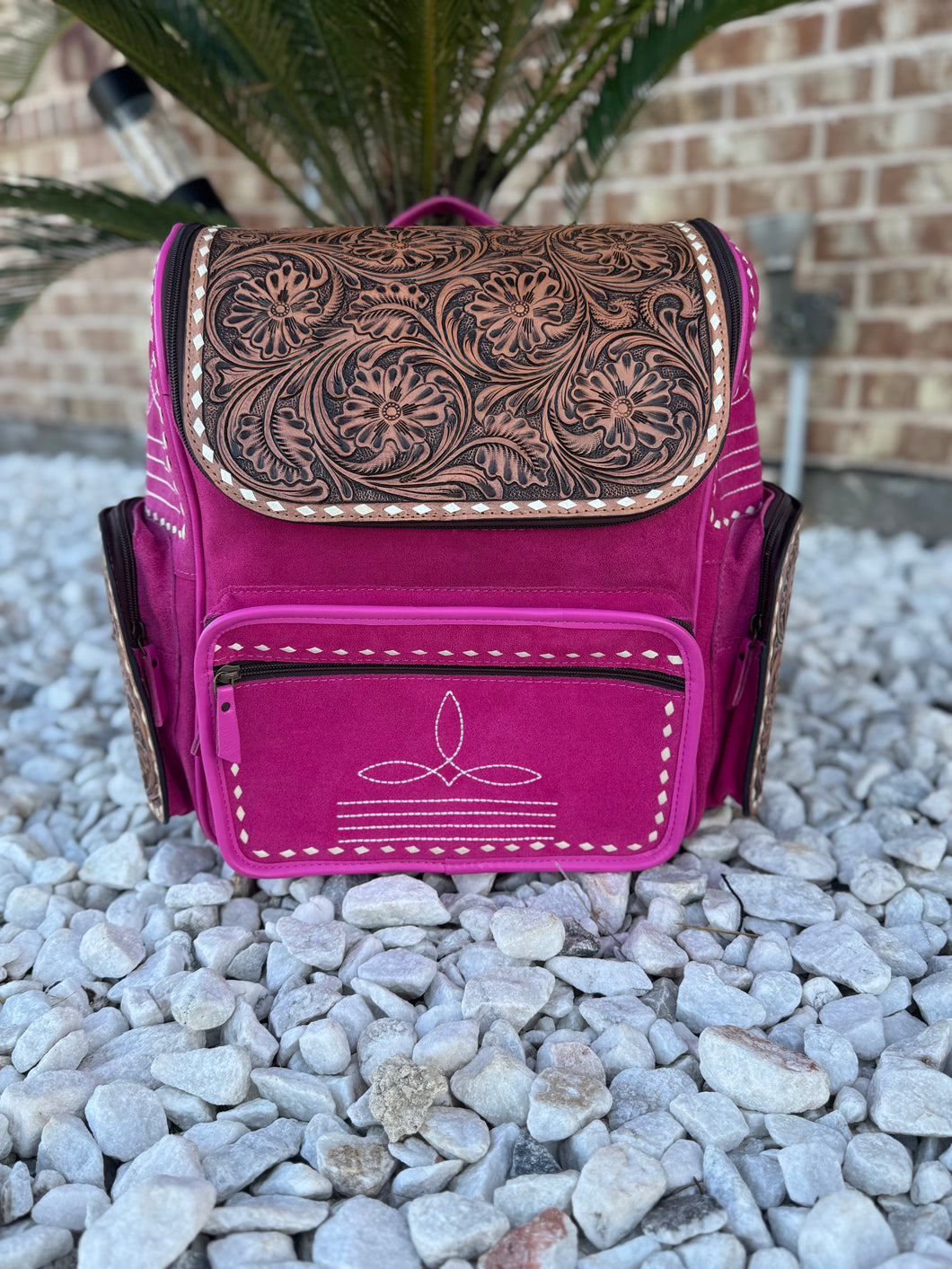 Tooled Cowhide backpack/diaper bag