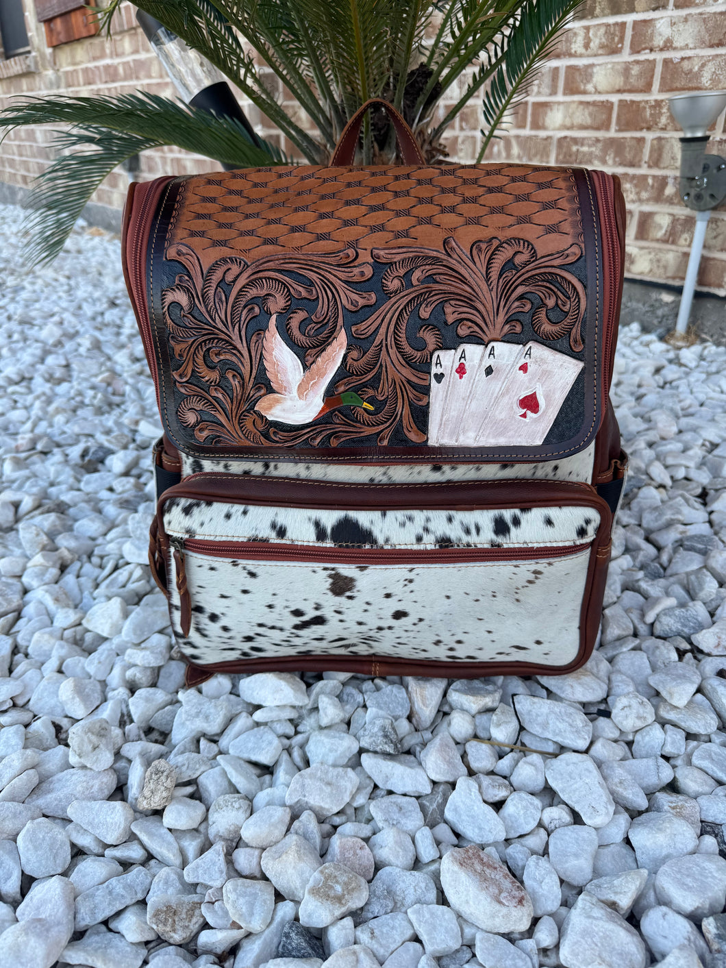 Tooled Cowhide backpack/diaper bag