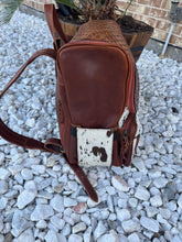 Load image into Gallery viewer, Tooled Cowhide backpack/diaper bag
