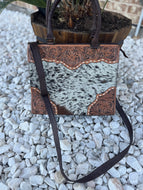 Tooled leather cowhide handbags