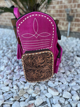 Load image into Gallery viewer, Tooled Cowhide backpack/diaper bag
