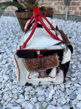 Load image into Gallery viewer, Cowhide tooled leather duffle bag
