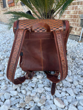 Load image into Gallery viewer, Tooled Cowhide backpack/diaper bag
