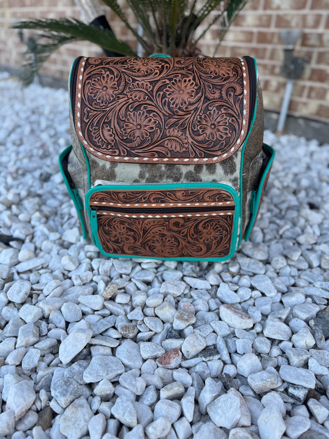 Tooled Cowhide backpack/diaper bag