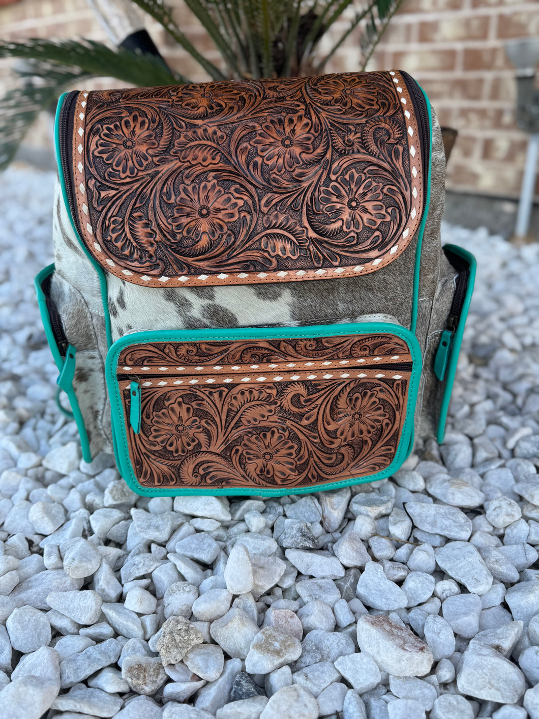 Tooled Cowhide backpack/diaper bag