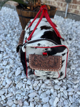 Load image into Gallery viewer, Cowhide tooled leather duffle bag
