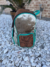 Load image into Gallery viewer, Tooled Cowhide backpack/diaper bag
