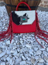 Load image into Gallery viewer, Cowhide Fringe leather handbag
