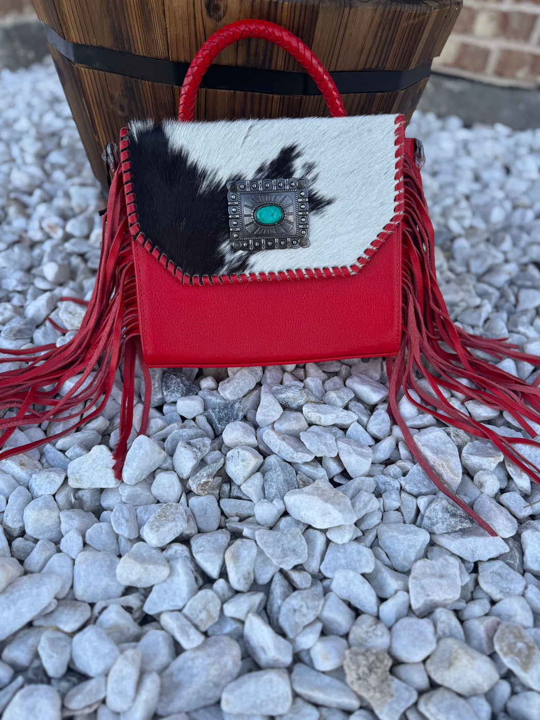 Cowhide Fringe leather handbag